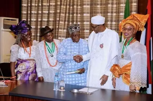 President Buhari Receives Winners Of 2016 Nigerian National Merit Award (photos)